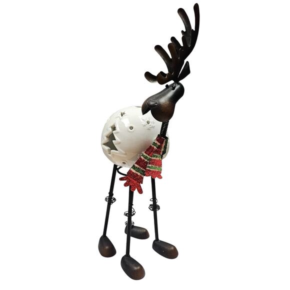 Pier 1 Imports Bobblehead Christmas Reindeer Moose Tea Candle Light Holder - Picture 5 of 8